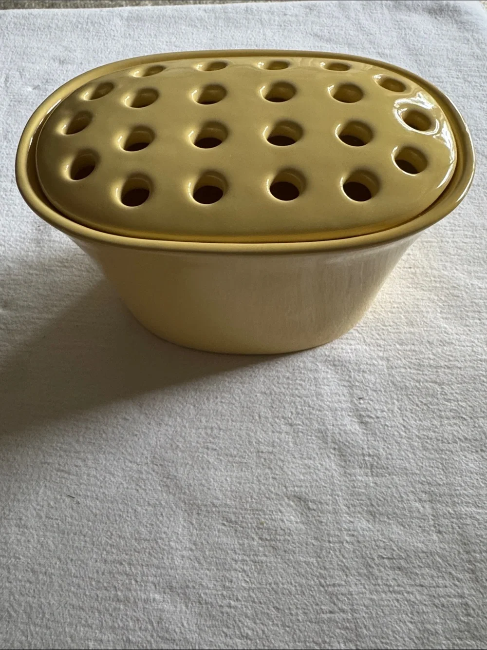 Southern Living Home Arrange it Easy Yellow Oval Vase /Frog Lid